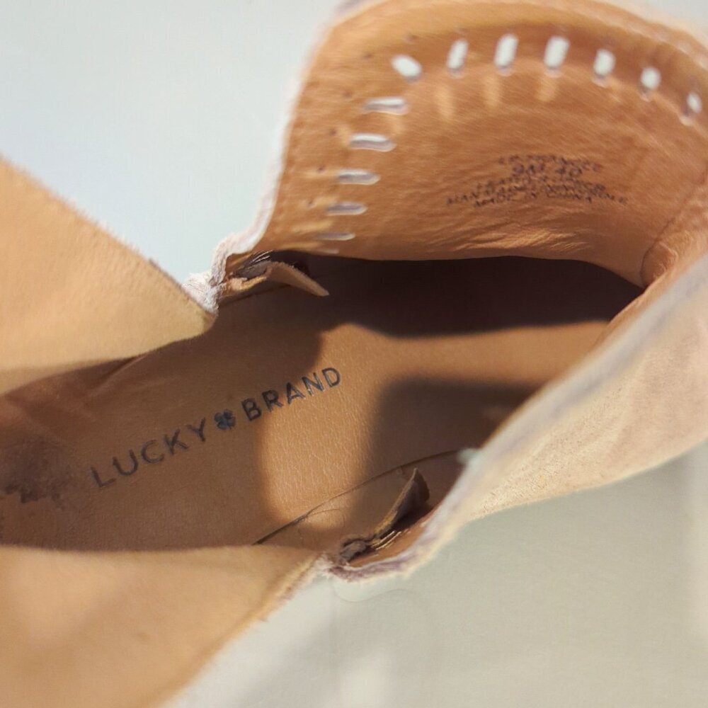 Lucky Brand Tan Suede Ankle Booties Size 9 - Picture 6 of 10